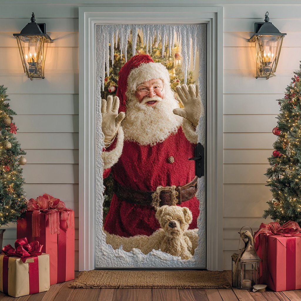 Santa Greeting Quilted Door Curtain printed door curtain