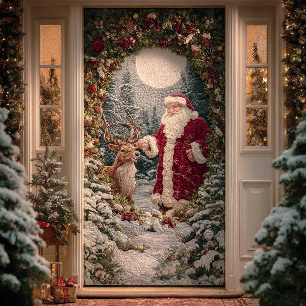 Santa Holiday Smile Quilted Door Curtain printed door curtain