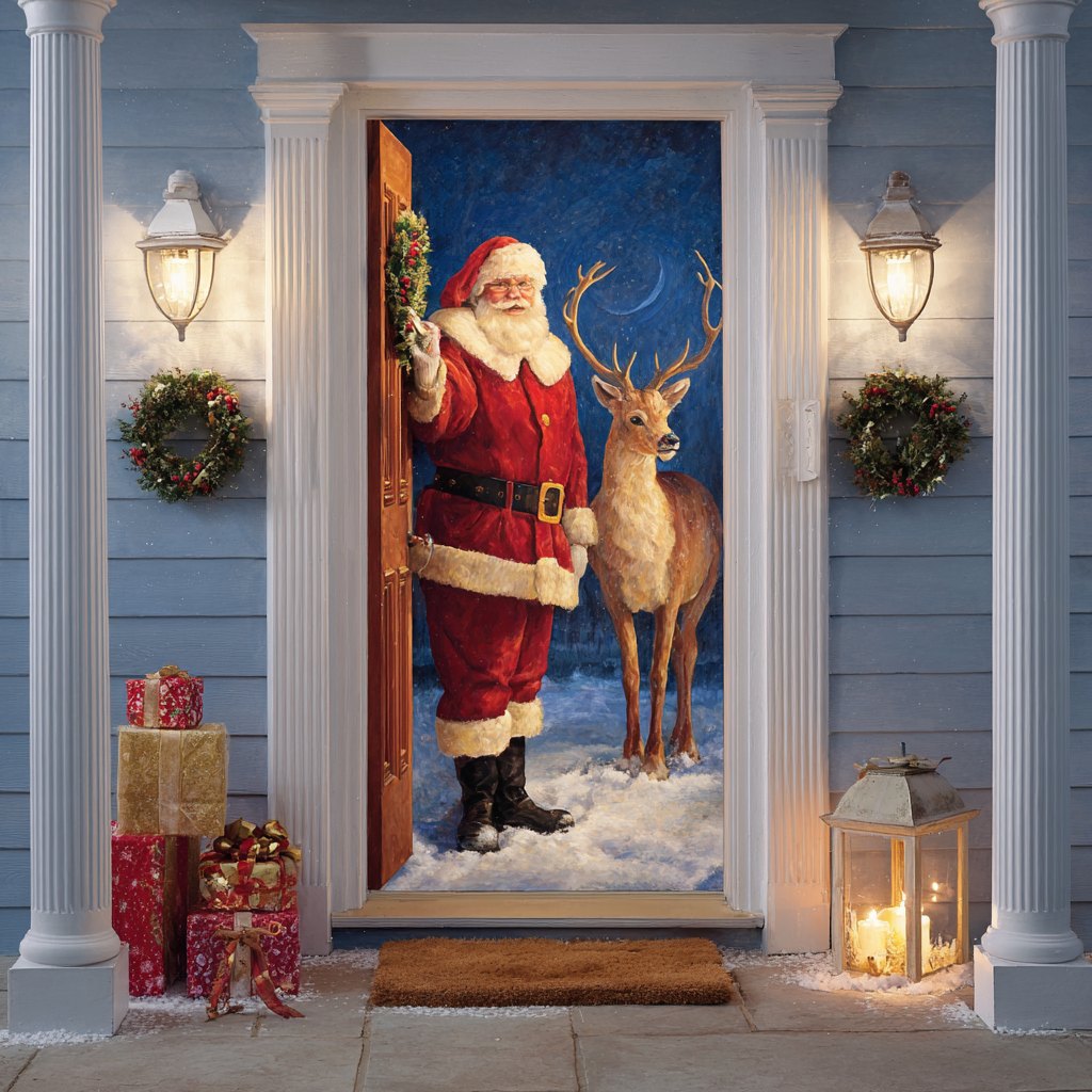 Santa Joy Quilted Door Curtain printed door curtain