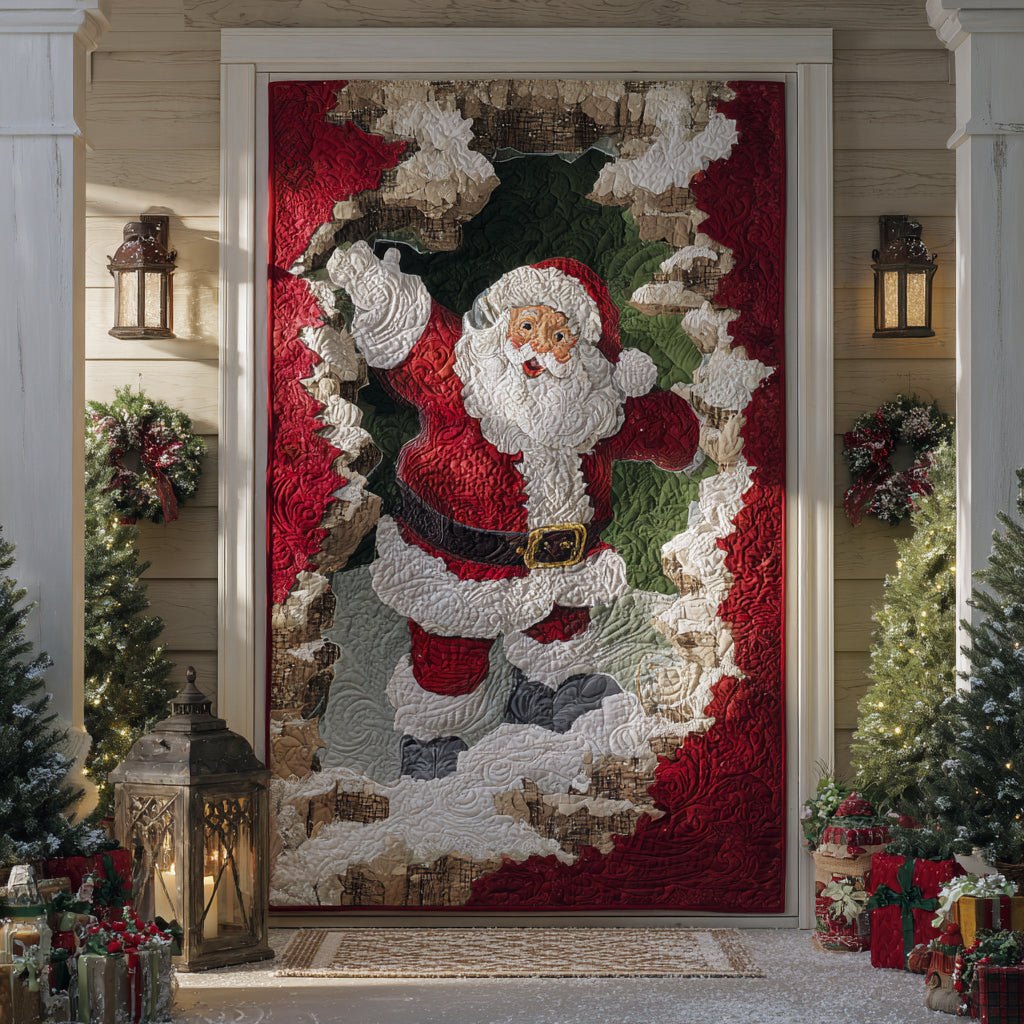 Santa Knock Quilted Door Curtain printed door curtain