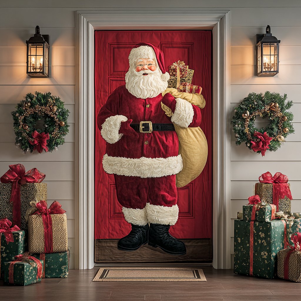 Santa Light Quilted Door Curtain printed door curtain