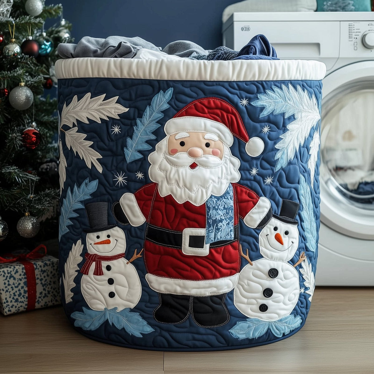 Santa Moment Quilted Laundry Hamper printed laundry hamper
