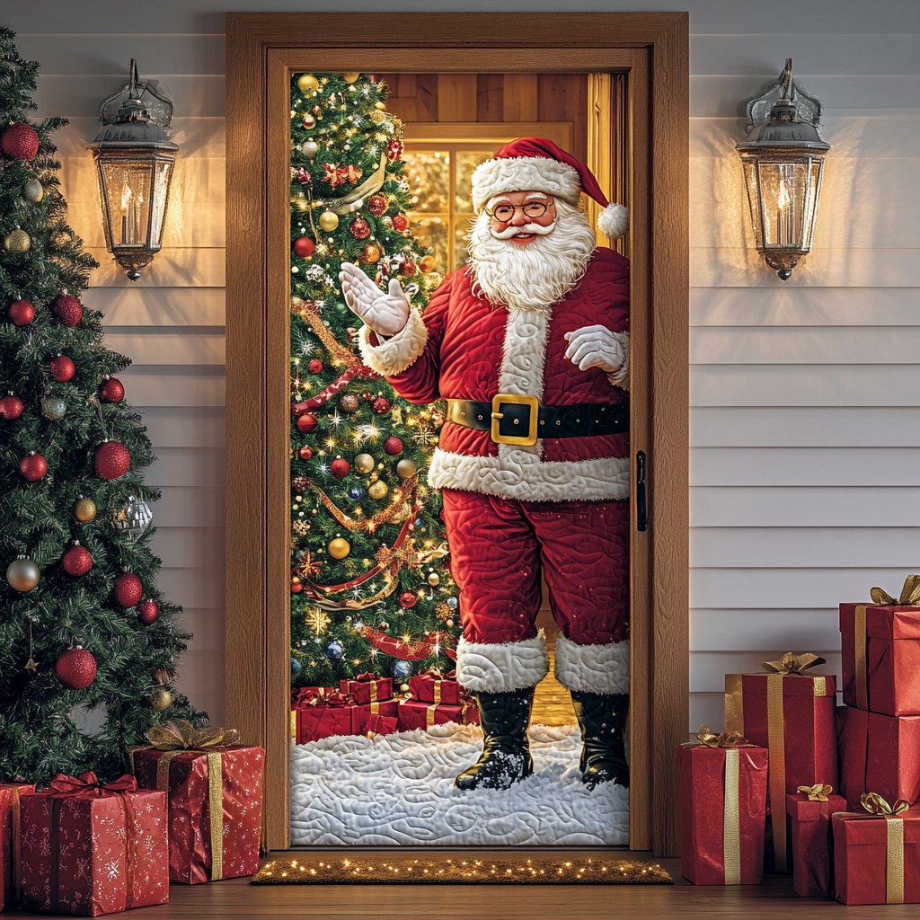Santa Night Quilted Door Curtain printed door curtain