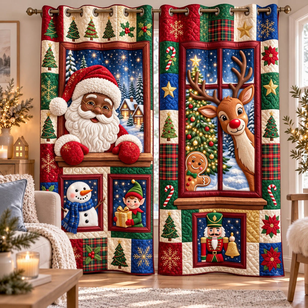 Santa Reindeer Quilted Door Curtain printed door curtain