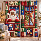Santa Reindeer Quilted Door Curtain printed door curtain