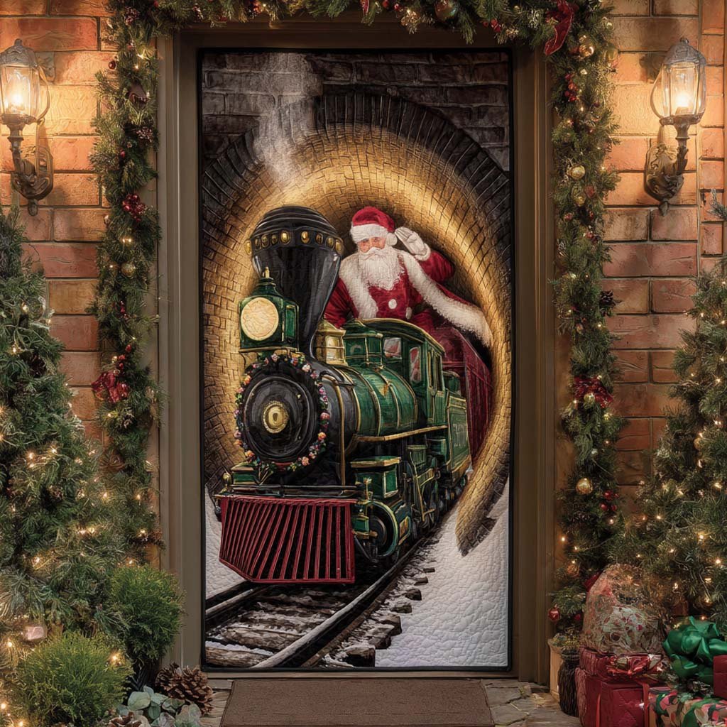 Santa Tunnel Train Quilted Door Curtain printed door curtain