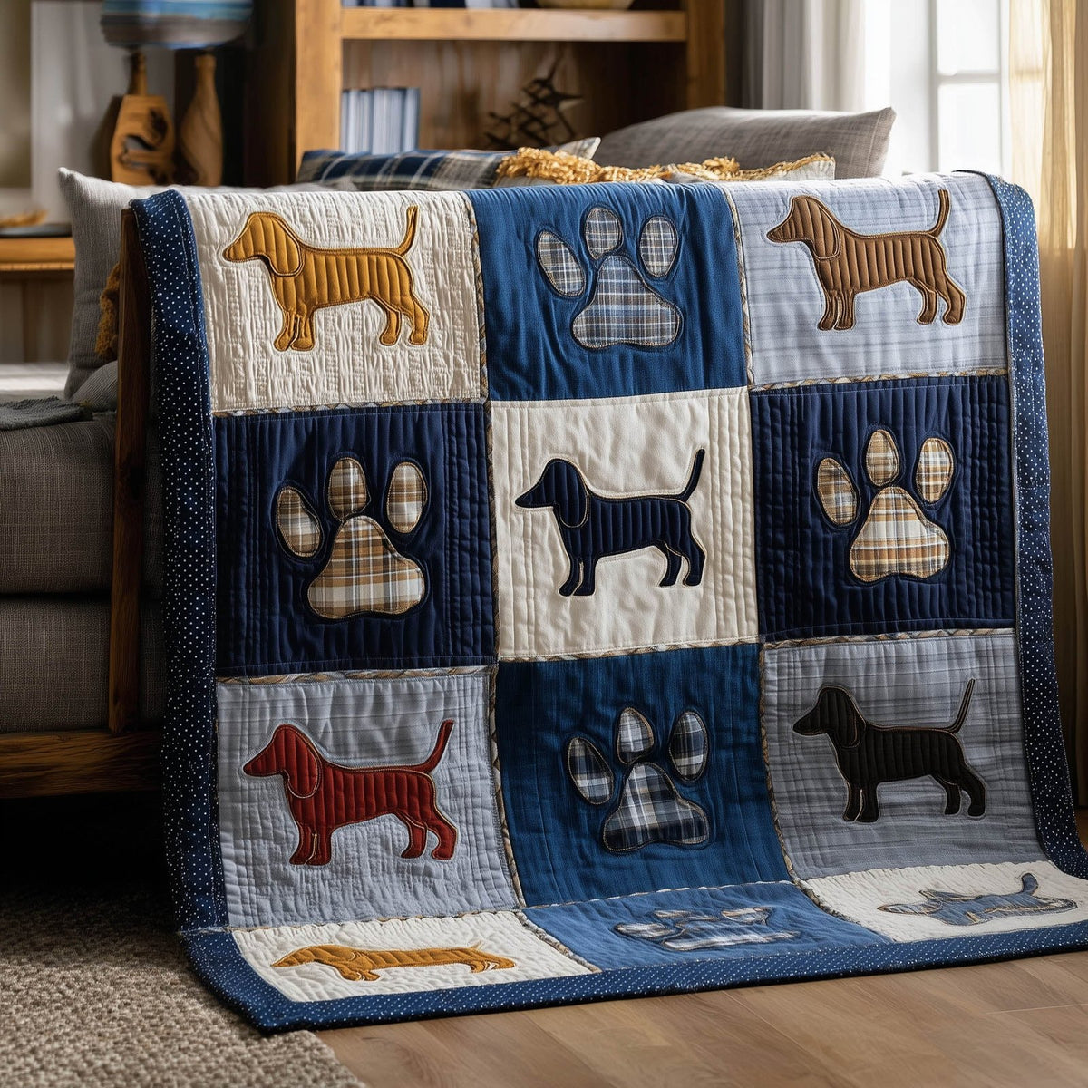 Sausage Dogs Quilted Blanket printed blanket
