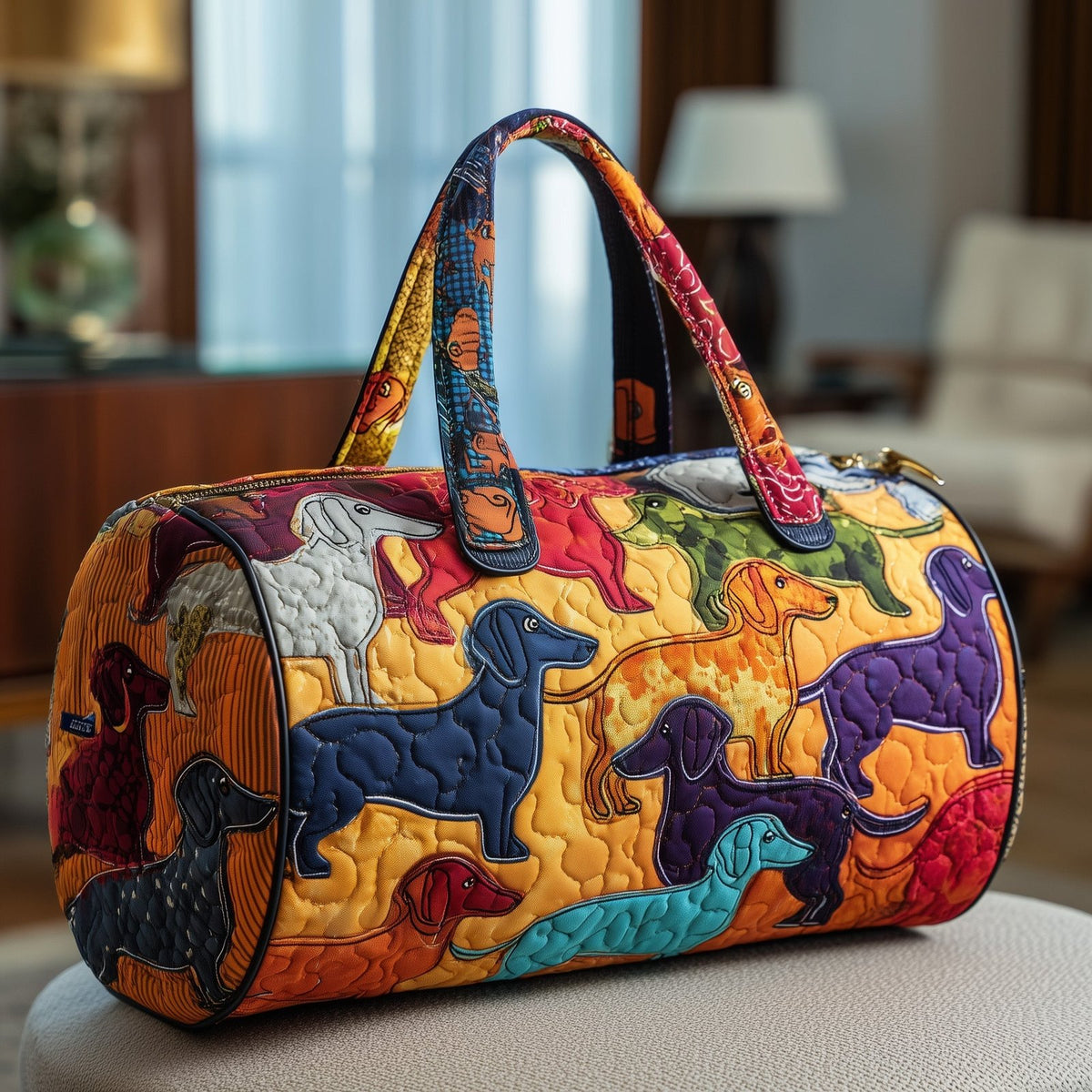 Sausage Dogs Quilted Duffle Bag printed duffle bag