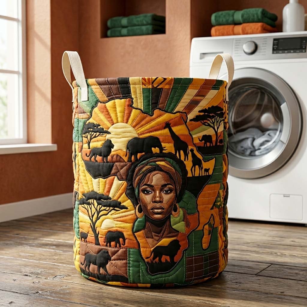 Savanna Soul Quilted Laundry Hamper printed laundry hamper