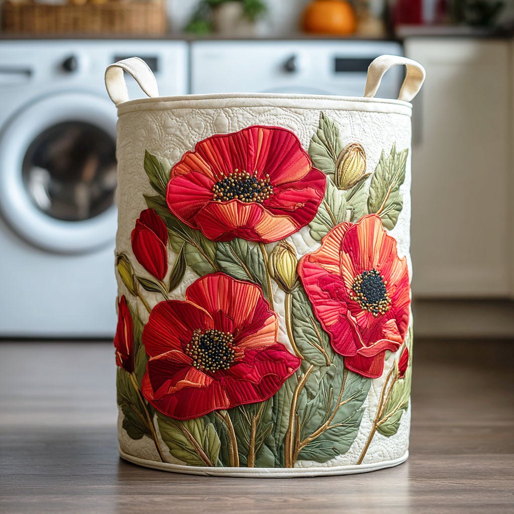 Scarlet Poppy Dream Quilted Laundry Hamper printed laundry hamper