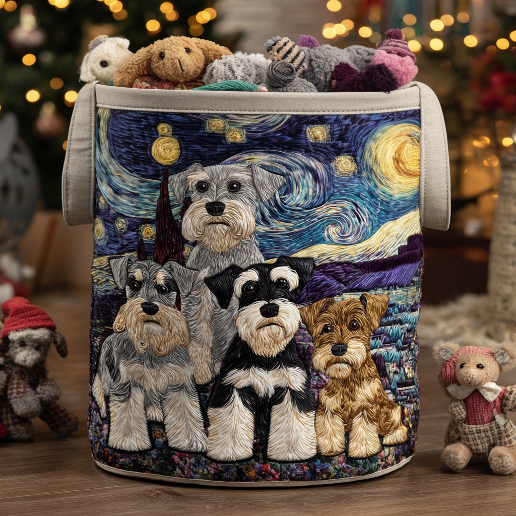 Schnauzer Spirit Quilted Laundry Hamper printed laundry hamper