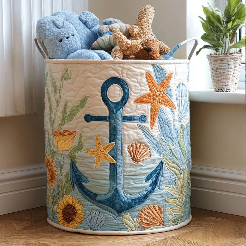 Sea Bound Quilted Laundry Hamper printed laundry hamper