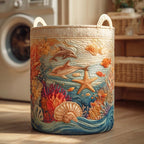 Sea Breeze Quilted Laundry Hamper printed laundry hamper