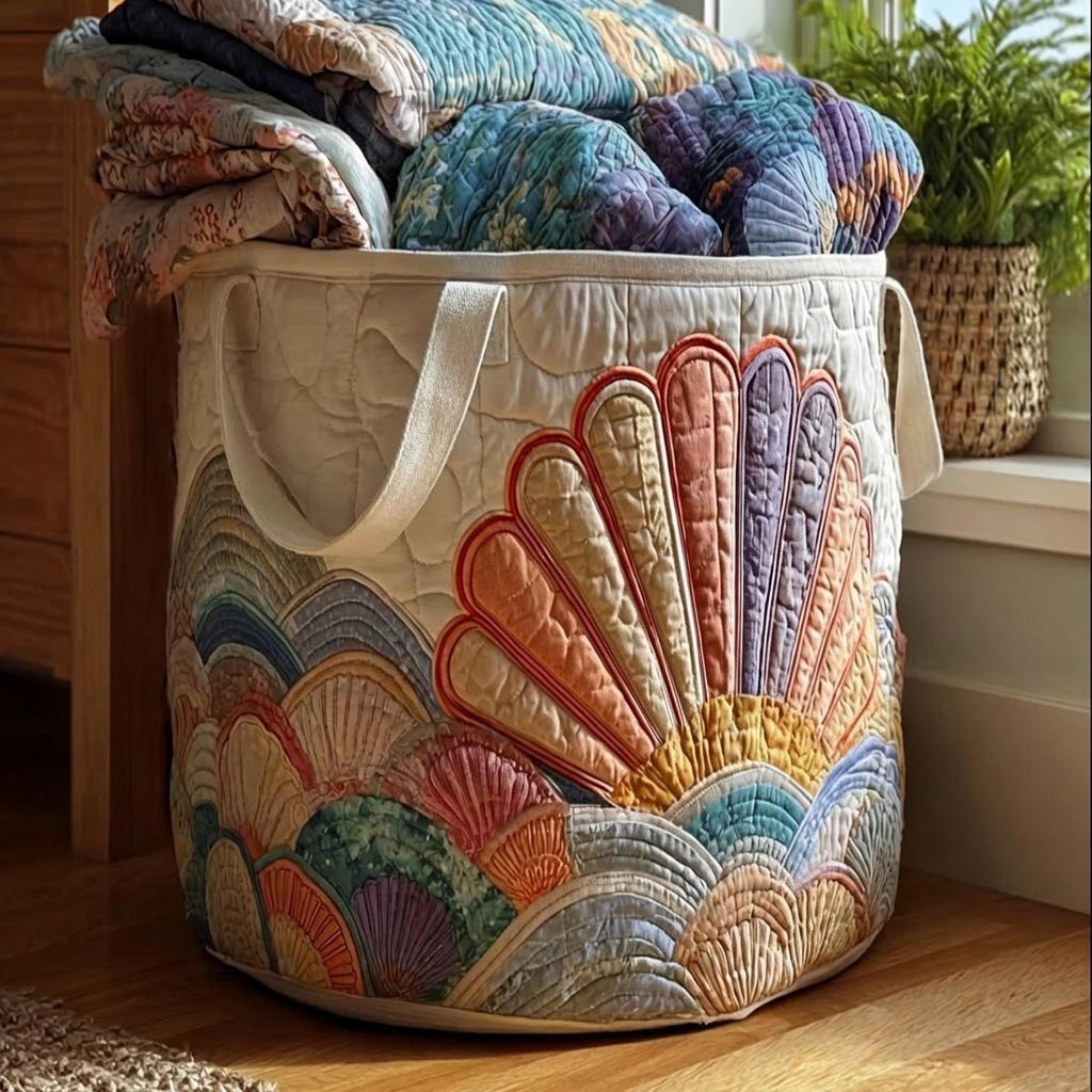 Sea Dreams Quilted Laundry Hamper printed laundry hamper