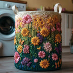 Sea Of Flowers Quilted Laundry Hamper printed laundry hamper