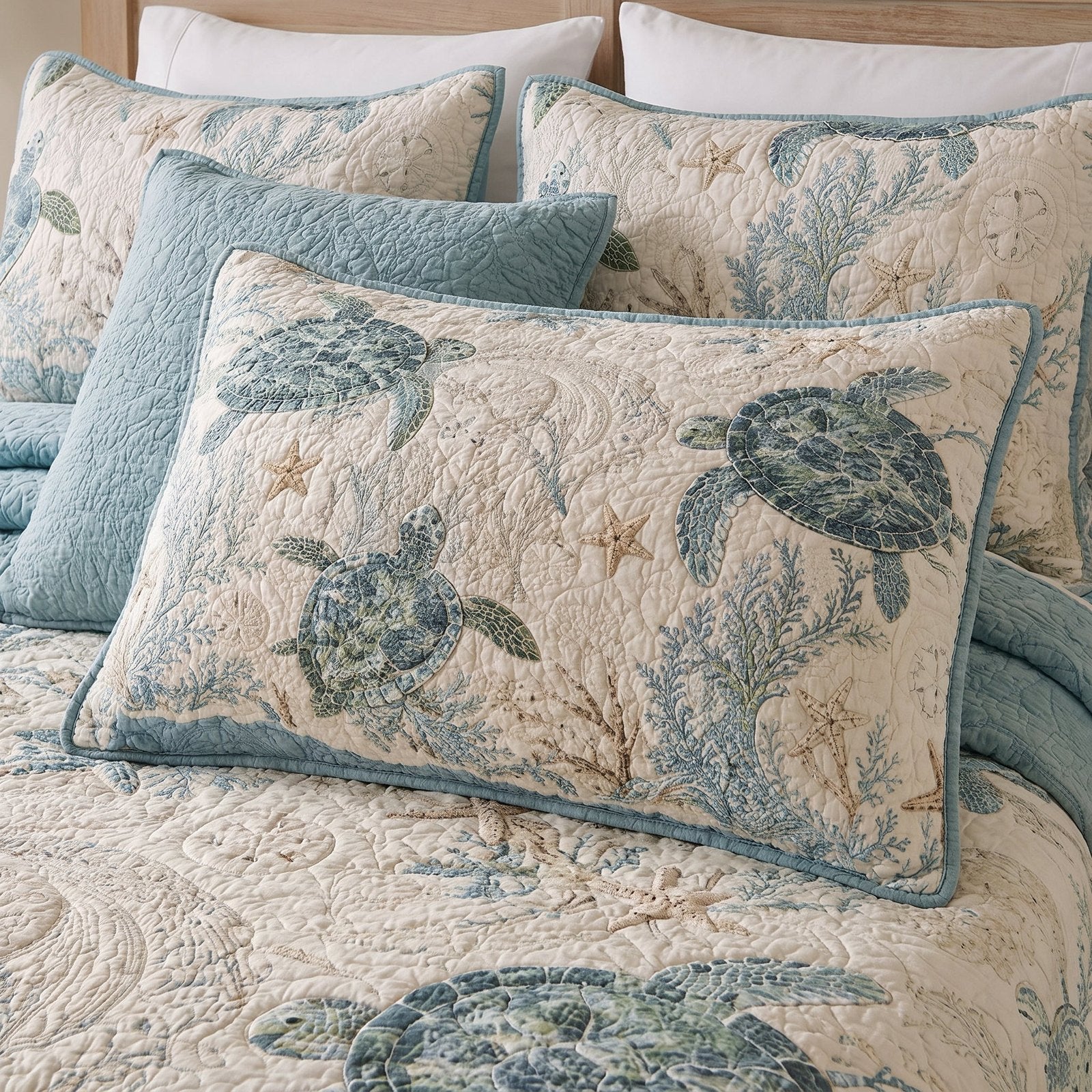 Sea Turtle Cove Quilted Bedding Pillow Case printed quilted cushion cover