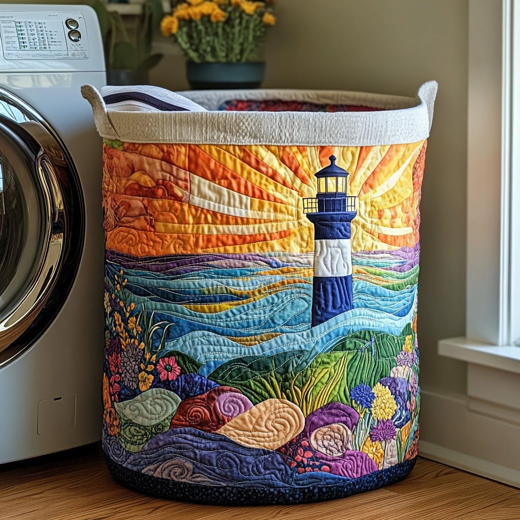 Seafarer Light Quilted Laundry Hamper printed laundry hamper