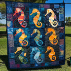 Seahorse Serenade Quilted Blanket printed blanket