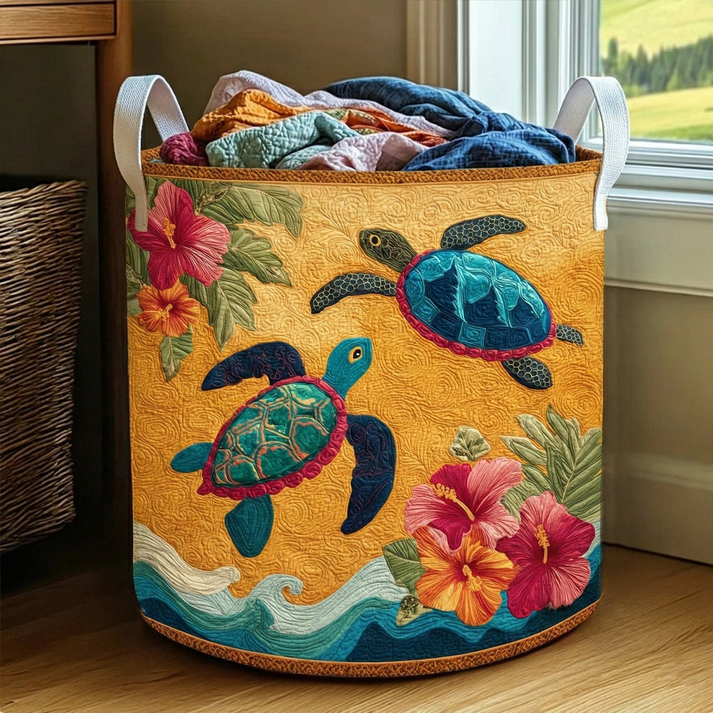 Seaside Serenity Quilted Laundry Hamper printed laundry hamper