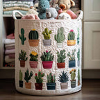 Serene Cactus Quilted Laundry Hamper printed laundry hamper