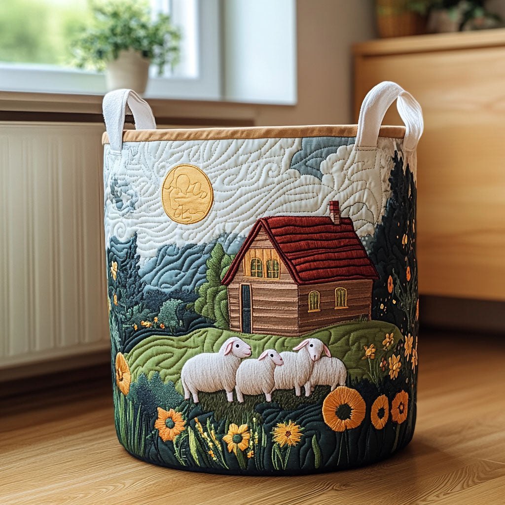 Sheep Garden Quilted Laundry Hamper printed laundry hamper
