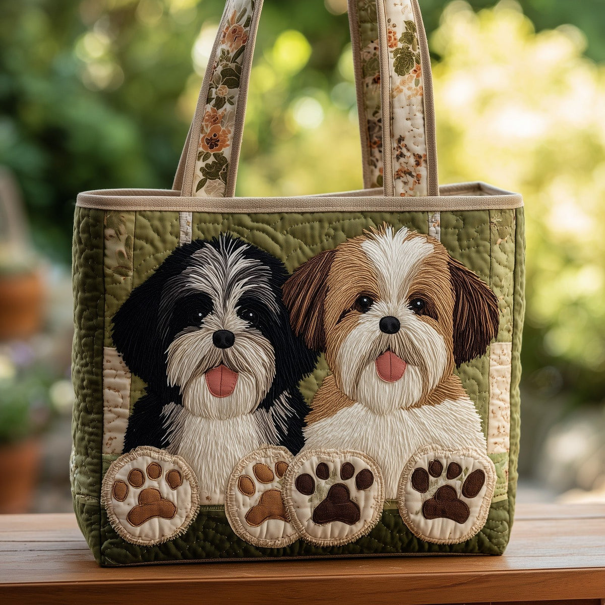 Shih Tzu Quilted Tote Bag printed tote bag