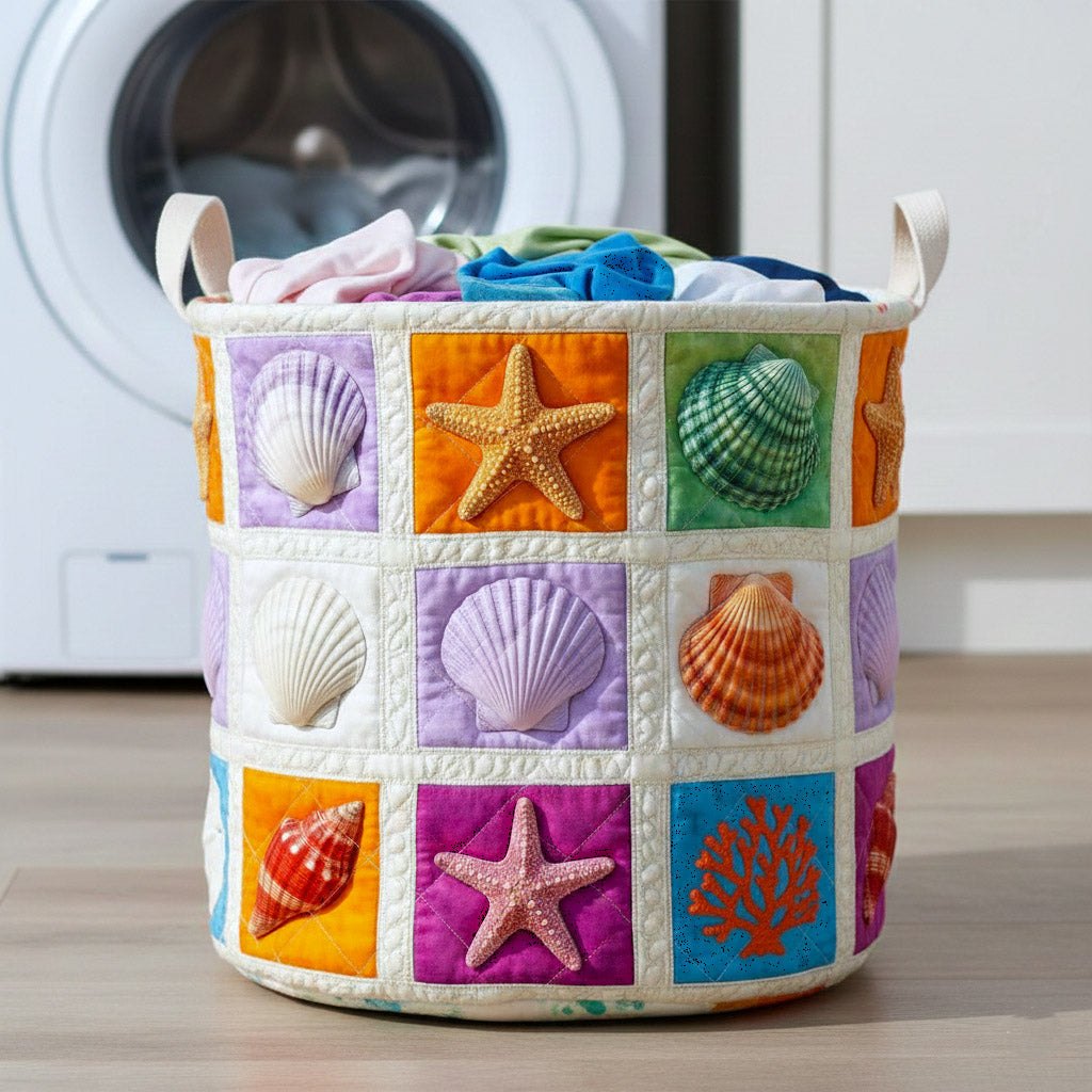 Shoreline Gems Quilted Laundry Hamper printed laundry hamper