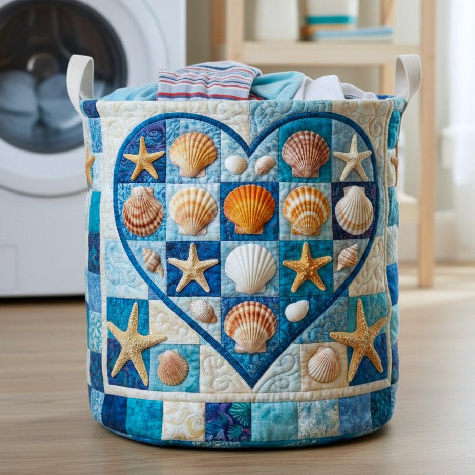 Shoreline Gems Quilted Laundry Hamper printed laundry hamper