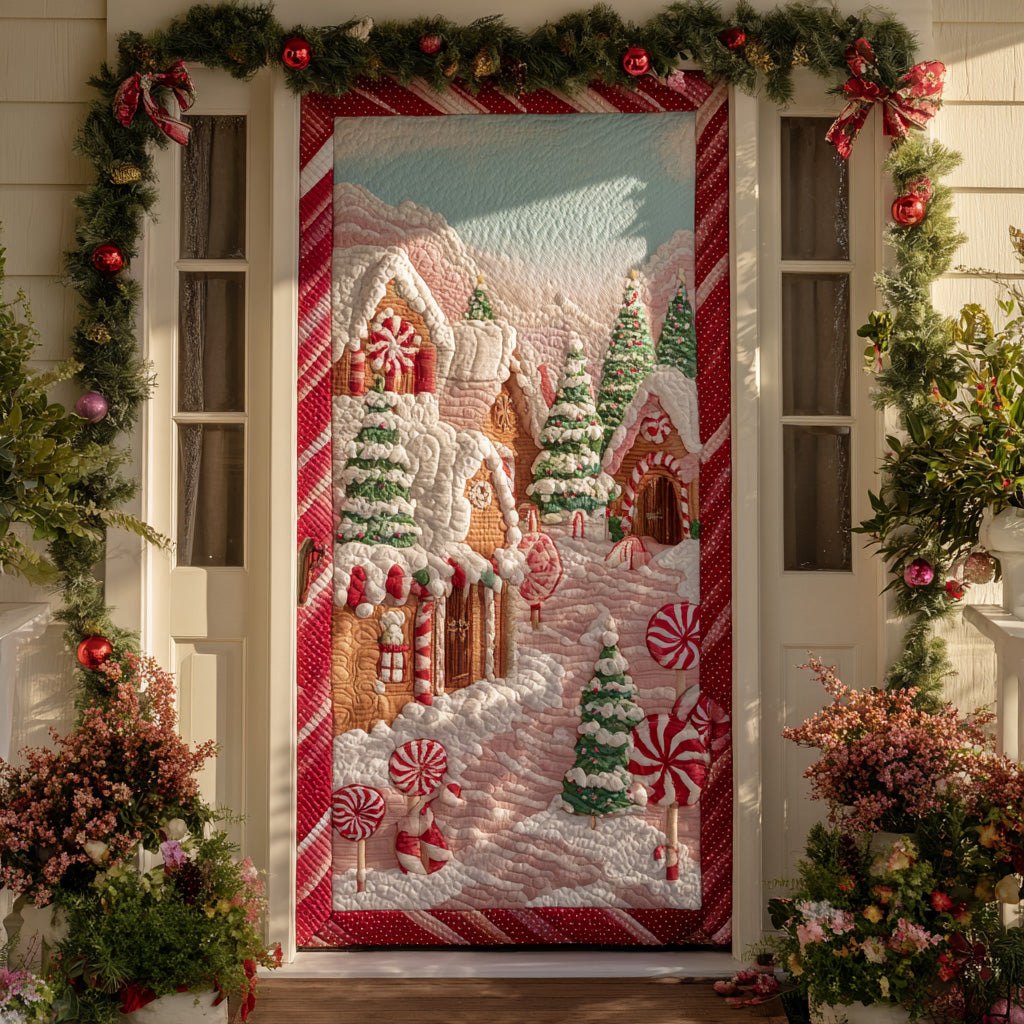 Silent Snow Street Quilted Door Curtain printed door curtain