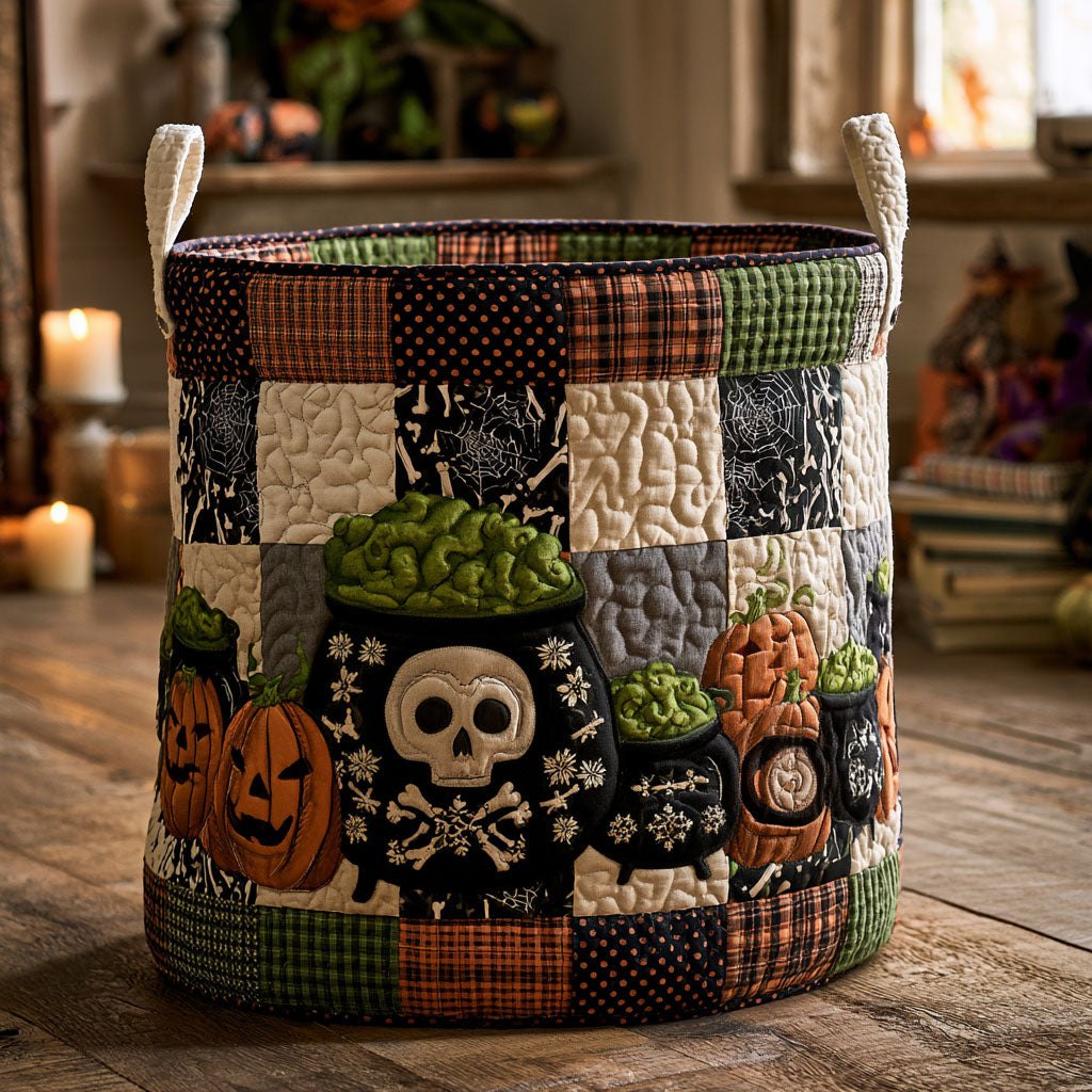 Skeleton Fire Descent Quilted Laundry Hamper printed laundry hamper