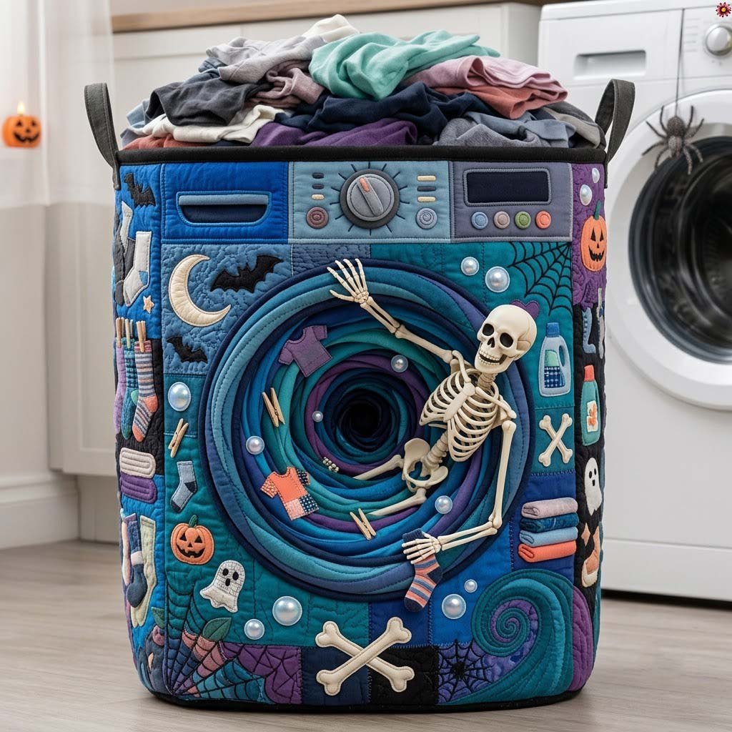 Skeleton Laundry Vortex Quilted Laundry Hamper printed laundry hamper