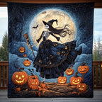 Skeleton Witch Quilted Blanket printed blanket