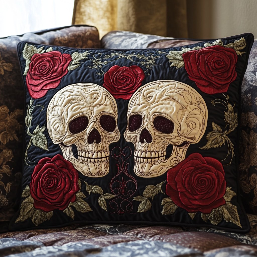 Skull Bouquet Quilted Bedding Cushion Cover printed cushion cover