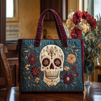 Skull Charm Quilted Tote Bag printed tote bag