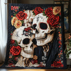 Skull Couple Quilted Blanket printed blanket