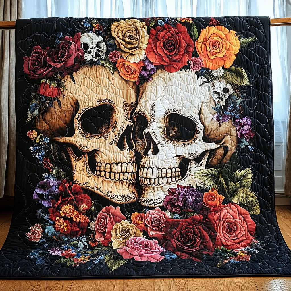 Skull Couple Quilted Blanket printed blanket