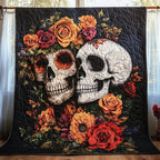 Skull Couple Quilted Blanket printed blanket