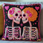 Skull Couple Quilted Cushion Cover printed cushion cover