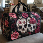 Skull Couple Quilted Duffle Bag printed duffle bag