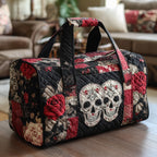 Skull Couple Quilted Duffle Bag printed duffle bag