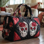Skull Couple Quilted Duffle Bag printed duffle bag