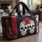 Skull Couple Quilted Duffle Bag printed duffle bag