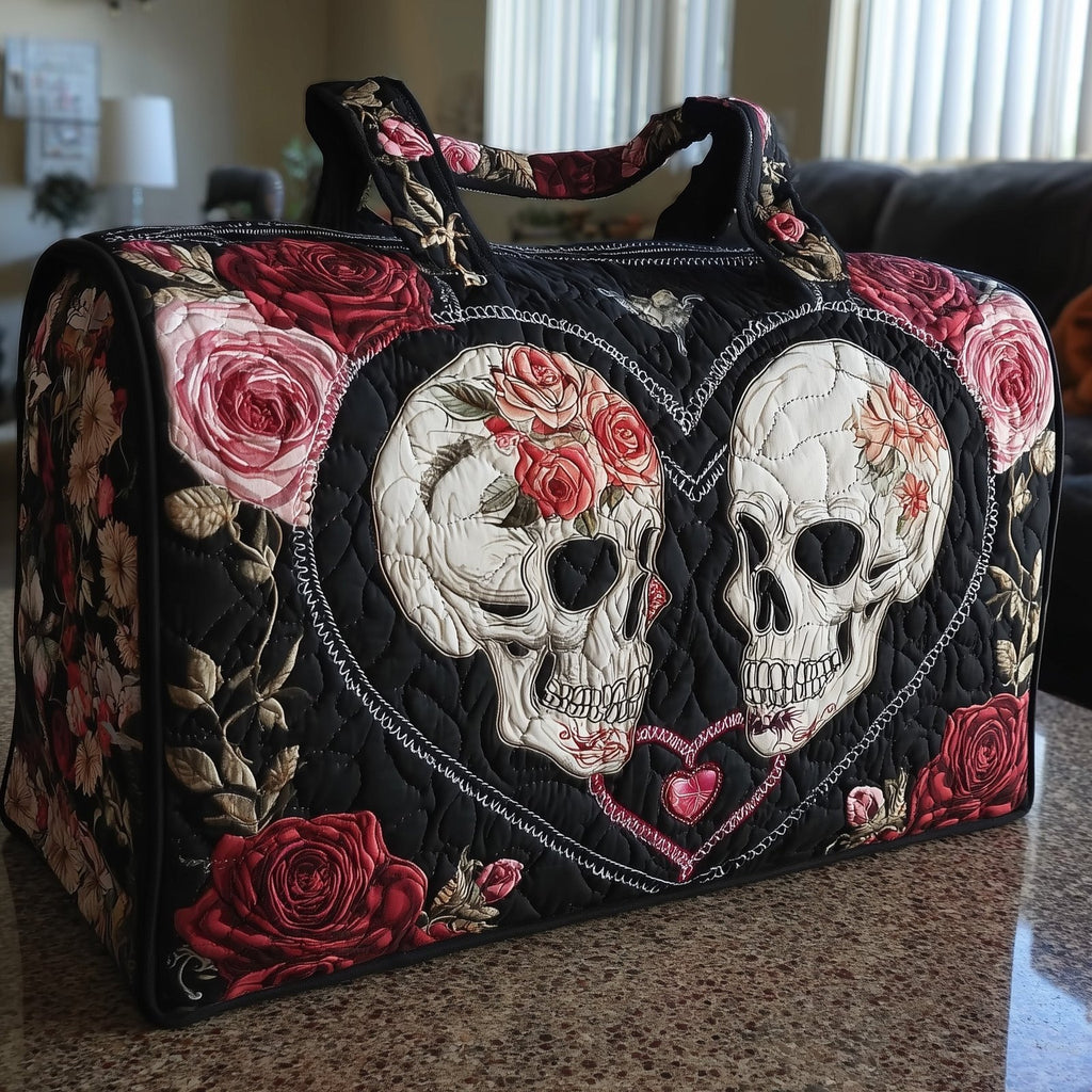 Skull Couple Quilted Duffle Bag printed duffle bag