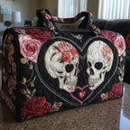 Skull Couple Quilted Duffle Bag printed duffle bag