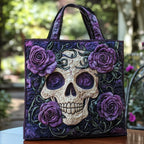 Skull Elegance Quilted Tote Bag printed tote bag