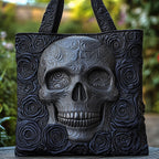 Skull Elegance Quilted Tote Bag printed tote bag