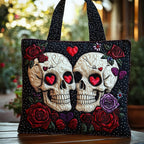 Skull Elegance Quilted Tote Bag printed tote bag