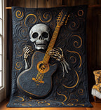 Skull Faced Guitar Quilted Blanket printed blanket