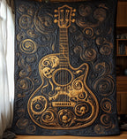 Skull Faced Guitar Quilted Blanket printed blanket