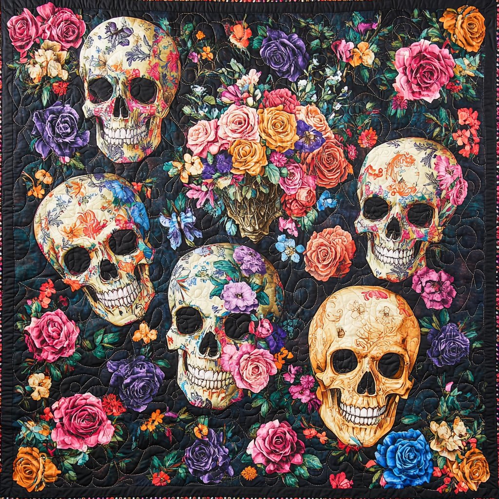 Skull Festive Quilted Blanket printed blanket